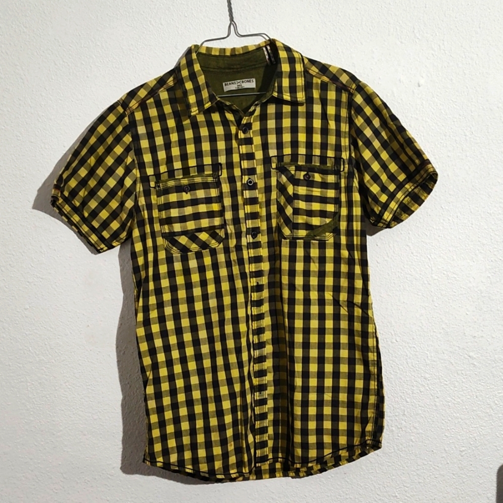 Small plaid yellow dress shirt